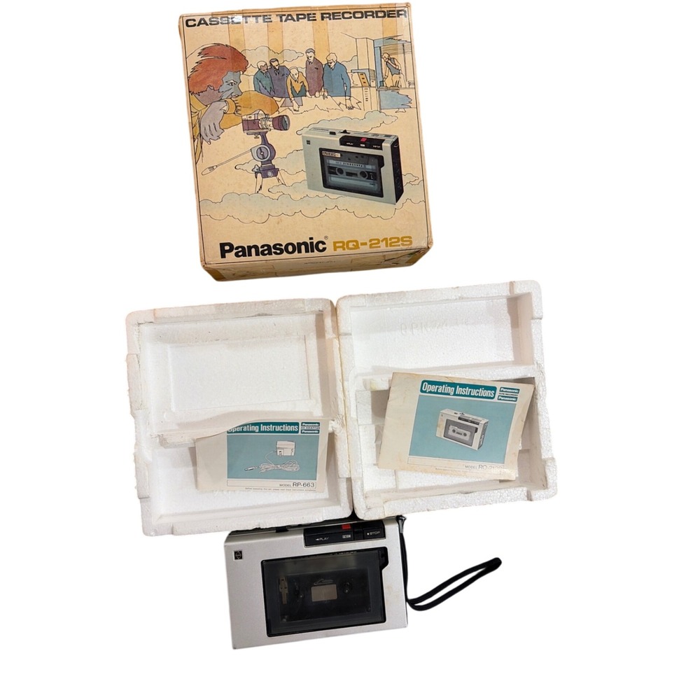 Panasonic‎ RQ-212S Portable Cassette Recorder w/ Box Manuals Parts Repair 1970s